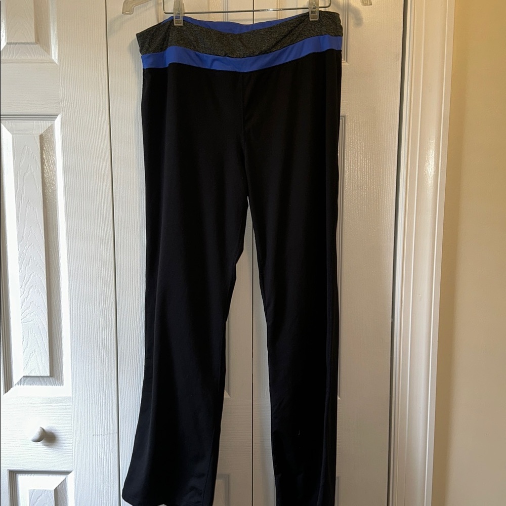 Tangerine Black Activewear Pants with Blue and Grey Waistband